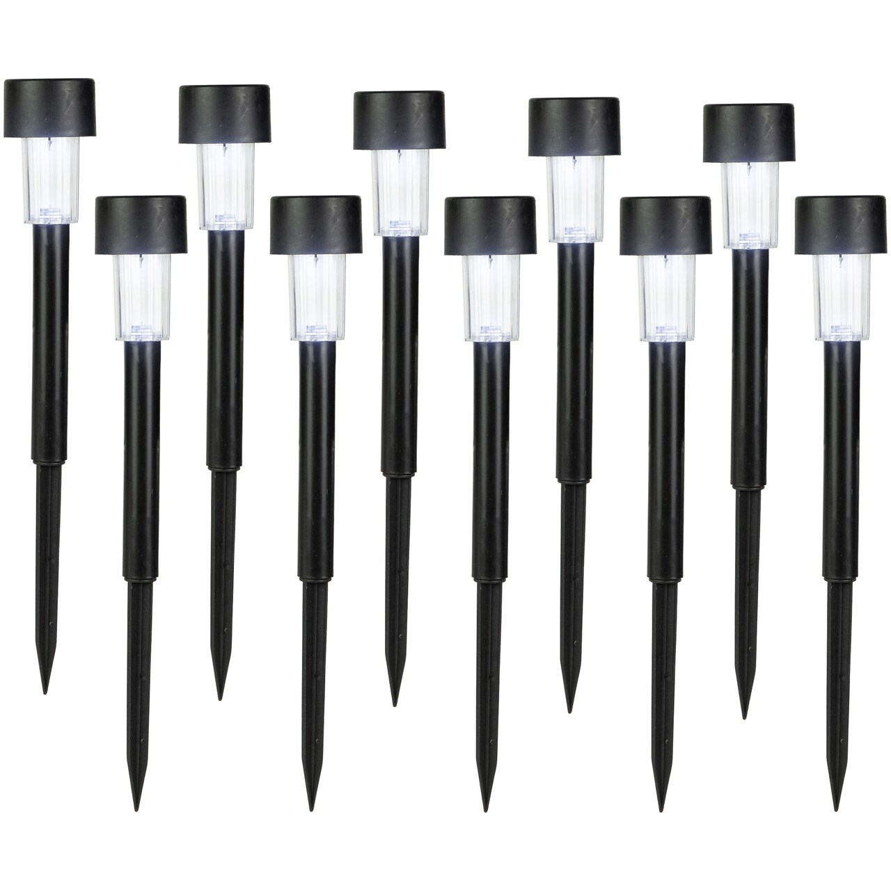 Northlight Set of 10 Black Solar Powered LED Pathway Markers, 12.25"